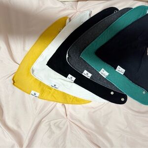 Copper Pearl and Diaper Squad bandana bibs - Yellow, White, Black, Green